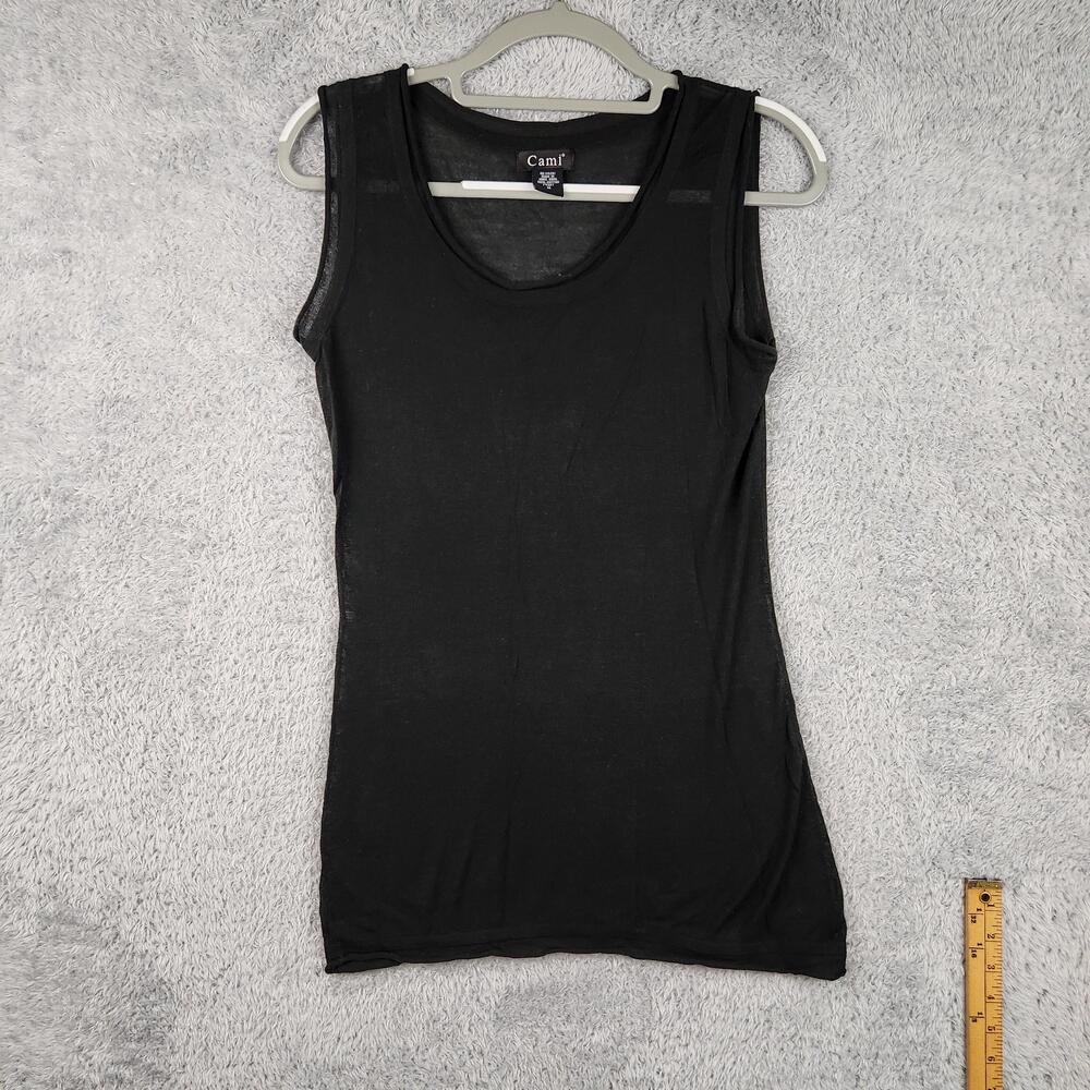 Vintage Cami Tank Top Womens Medium Black Sheer Long Camisole 90s Gothic Grunge